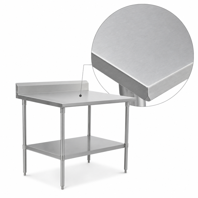 Product image #3 for John Boos Stallion 144-Inch x 30-Inch Stainless Steel Top Work Table with 5-Inch Backsplash