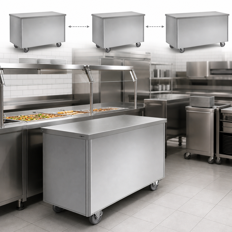 Product image #3 for Randell 96-Inch Mobile Modular Utility Station with Enclosed Base and 16-Gauge Stainless Steel Top