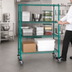 Thumbnail image #3 for Quantum 60 Inch Wide 4-Shelf Mobile Wire Shelving Cart with 5 Inch Casters, Green Epoxy Antimicrobial Finish
