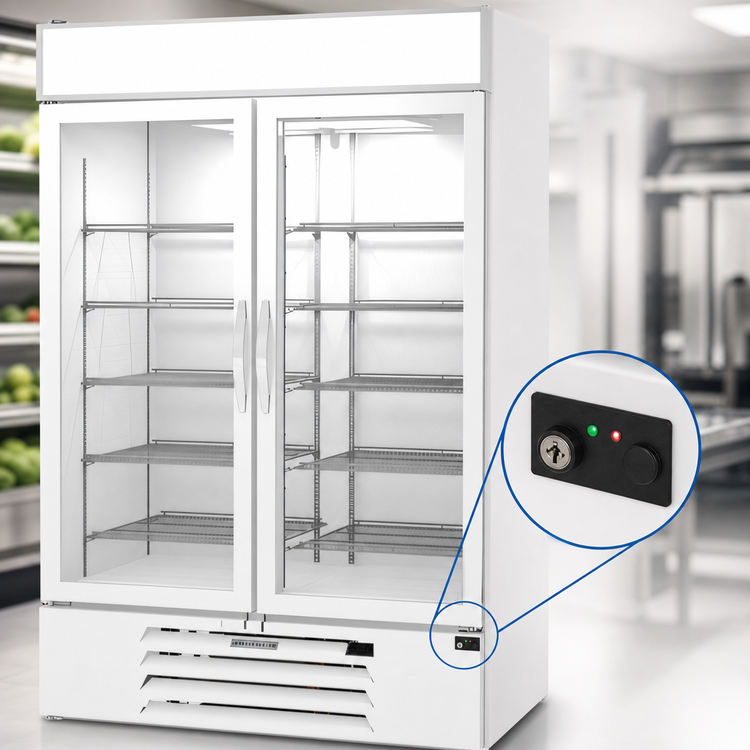 Product image #3 for Beverage-Air MarketMax IQ 52-Inch Two-Section Glass Door Freezer Merchandiser with Electronic Smart Lock, White, 46.2 Cu. Ft.