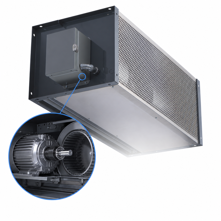 Product image #3 for Berner Industrial Series 48-Inch Heated Direct Drive Air Curtain, 14 kW Electric, 1 HP Motor, For 14-Foot Doors