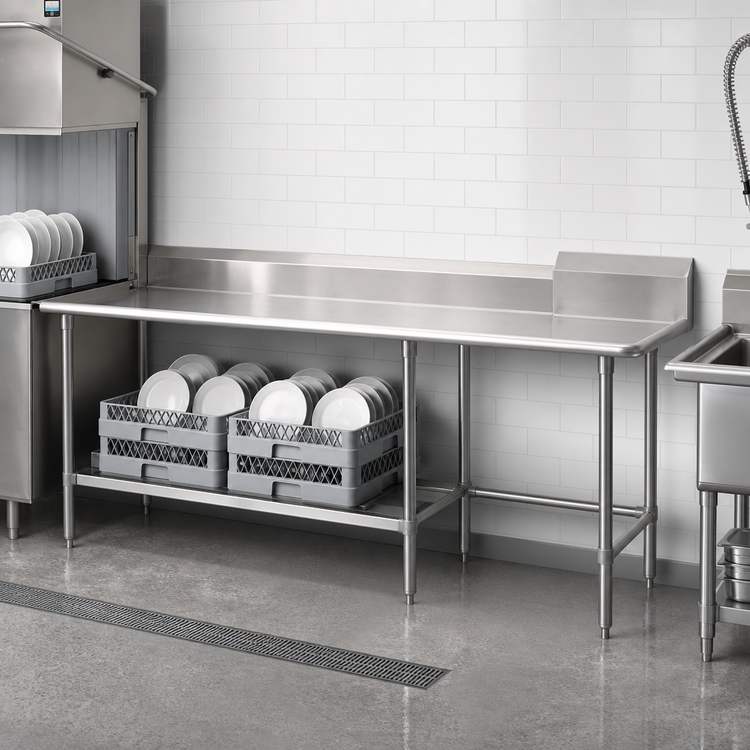 Product image #3 for John Boos Pro-Bowl Straight Clean Dishtable, 120-Inch x 30-Inch, 10-Inch Backsplash, Left-to-Right Operation