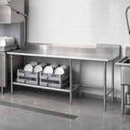 Thumbnail image #3 for John Boos Pro-Bowl CDT6-S120SBK-R 120-Inch Straight Clean Dishtable, 16-Gauge 300 Series Stainless Steel, 10-Inch Backsplash, Left-to-Right