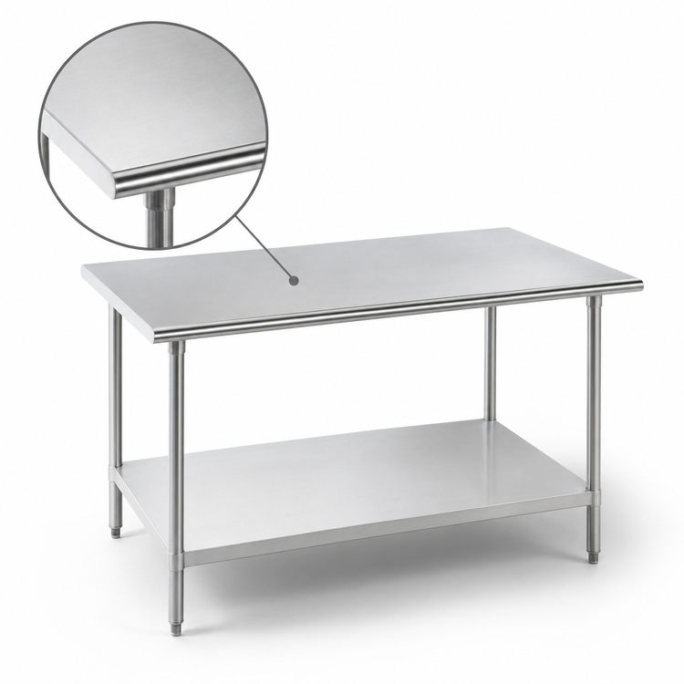 Product image #3 for Advance Tabco 108 in. x 36 in. 14 Gauge 304 Stainless Steel Flat Top Work Table with Adjustable Undershelf