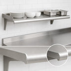 Thumbnail image #3 for Eagle Group Snap-n-Slide SWS1260-14/3 Wall-Mounted Shelf, 60"W x 12"D, Rolled Front Edge, 14-Gauge 304 Stainless Steel