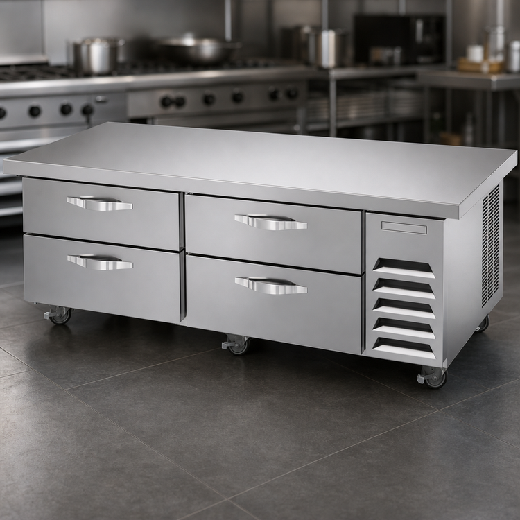 Product image #3 for Beverage-Air 76-Inch Worktop Cook Stand Freezer with 4 Drawers and Stainless Steel Top