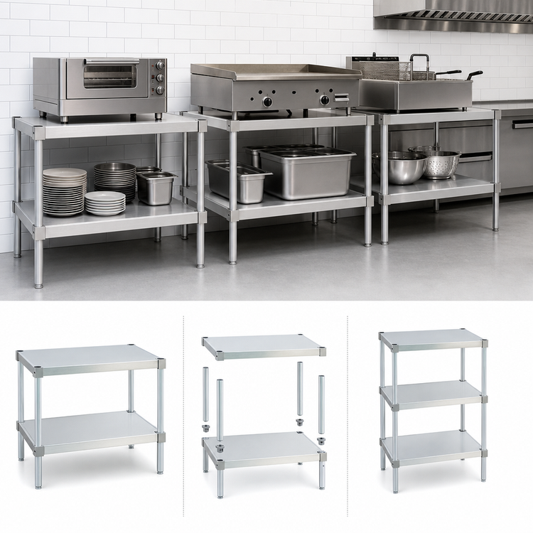 Product image #3 for New Age Modular Aluminum Equipment Stand with 2 Adjustable Solid Shelves, 48W x 15D x 24H