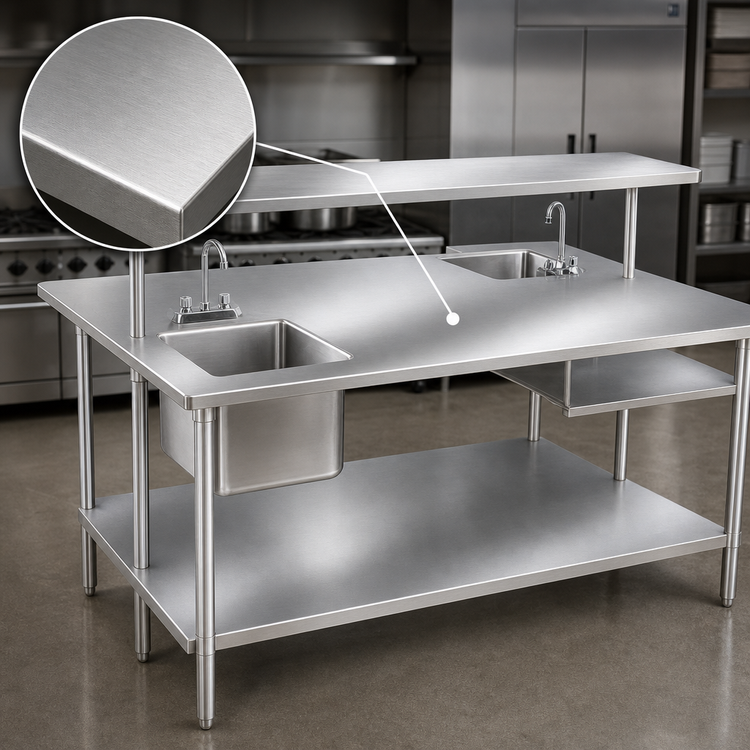 Product image #3 for Advance Tabco 144-Inch x 48-Inch 304 Stainless Steel Flat Top Work Table with Galvanized Undershelf