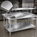 Thumbnail image #3 for Advance Tabco 144-Inch x 48-Inch 304 Stainless Steel Flat Top Work Table with Galvanized Undershelf