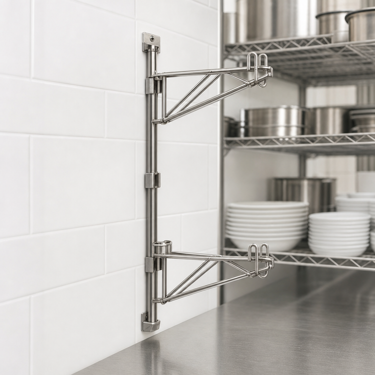 Product image #3 for Eagle Group 14-Inch Stainless Steel Adjustable Wall Mount Wire Shelving Post with Top & Bottom Support