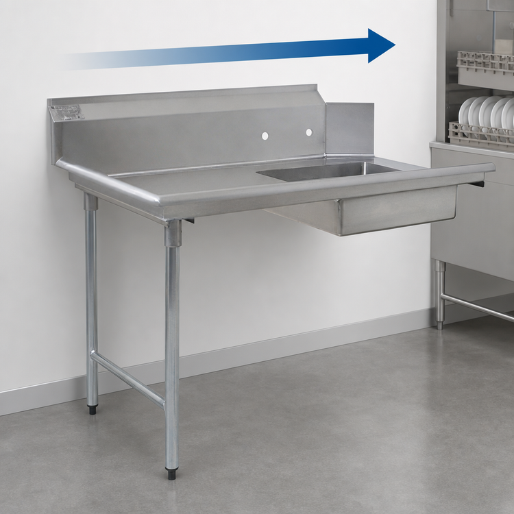 Product image #3 for Eagle Group BlendPort® 36-Inch Straight Soiled Dishtable with Left-to-Right Operation, 16/300 Stainless Steel Top