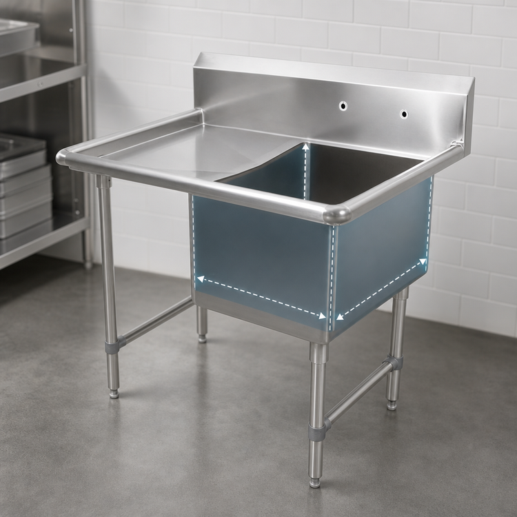 Product image #3 for John Boos B Series 1-Compartment Stainless Steel Sink with Left Drainboard and 10-Inch Backsplash