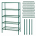Thumbnail image #3 for Quantum 42 Inch x 18 Inch x 74 Inch Stationary Wire Shelving Starter Kit, 5 Shelves, Green Epoxy