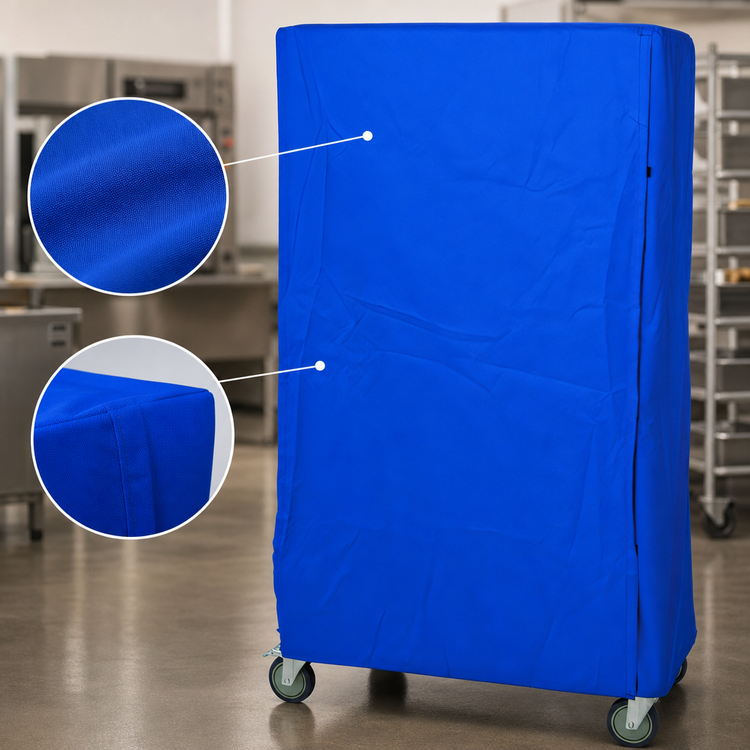 Product image #3 for Blue 400 Denier Nylon Wire Cart Cover with Zipper Flap, 18 x 48 x 63 Inches