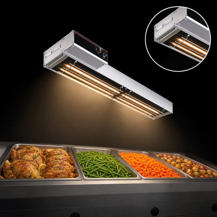 Product image #3 for Hatco Glo-Ray Infrablack Lighted Strip Heater, 60-Inch, Aluminum, 1700 Watt
