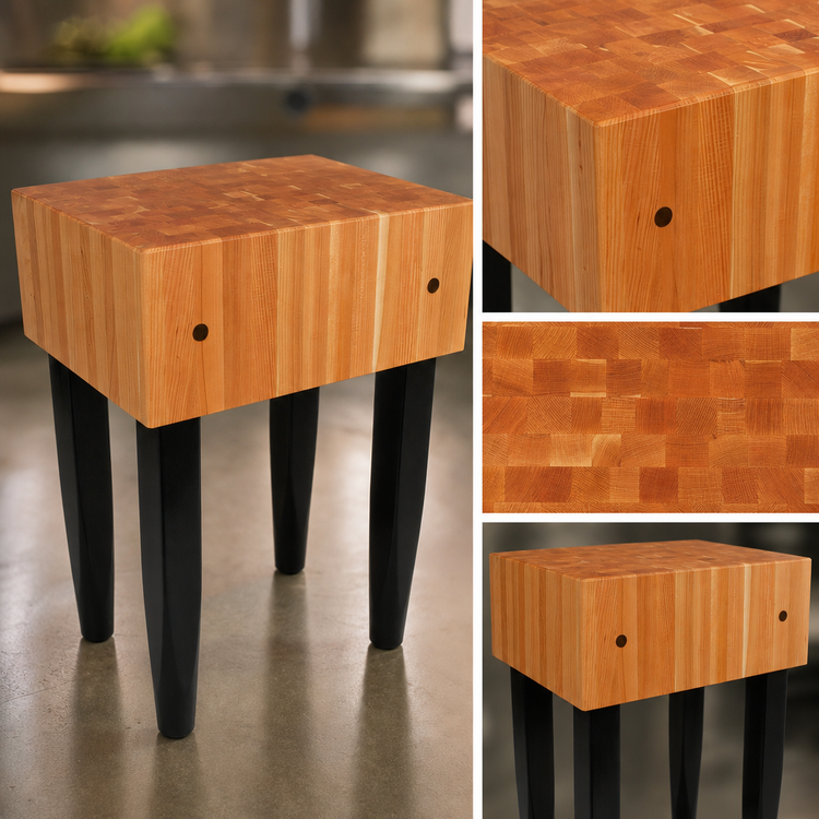 Product image #4 for John Boos Rouge et Noir Le Bloc 24 x 24 x 34 Inch Stationary End Grain Cherry Butcher Block Work Table