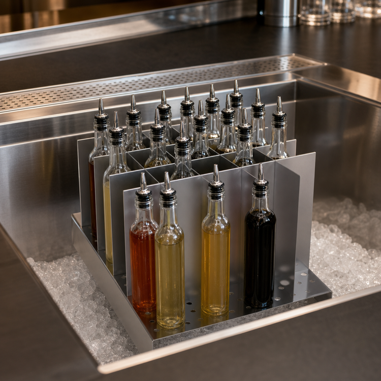 Product image #3 for Glastender BRM15 Stainless Steel 15-Bottle Mixology Bottle Rack for Ice Bins