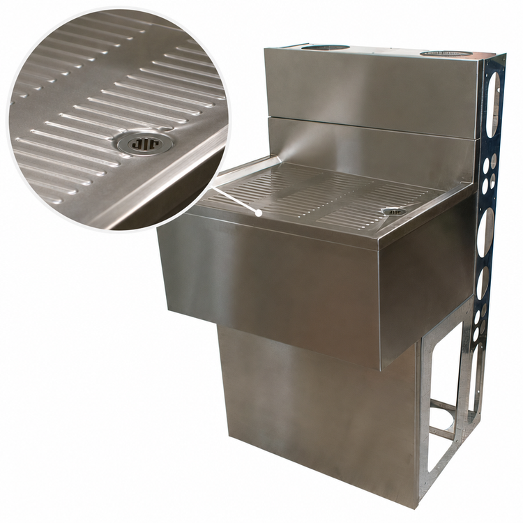 Product image #3 for BK Resources 24-Inch Wide x 21-1/4-Inch Deep Underbar Stainless Steel Drain Board with Included Drain