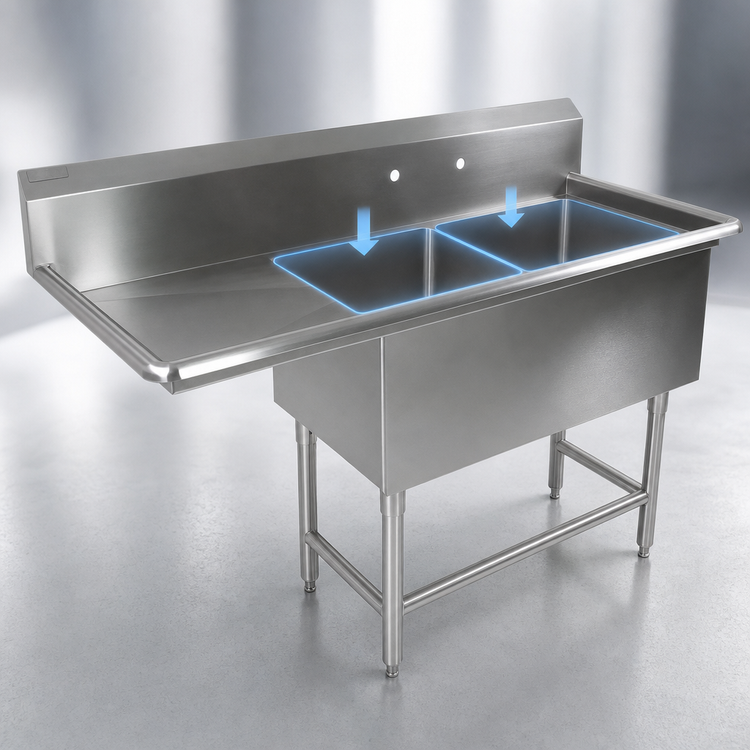 Product image #3 for John Boos Pro-Bowl 2-Compartment Stainless Steel Sink with Left Drainboard