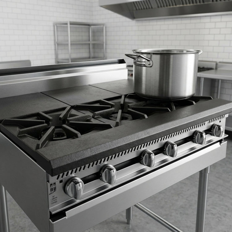 Product image #2 for Titan JMRH-4ST 48 Inch Heavy Duty Modular Gas Range with 4 Open Burners and 4 Hot Tops