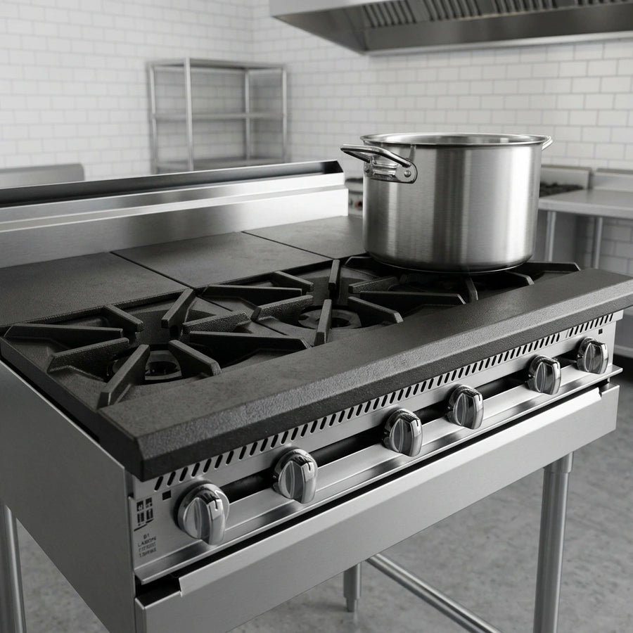 Experience robust support and superior heat retention with the individually designed, heavy-duty cast iron top grates on this gas range.