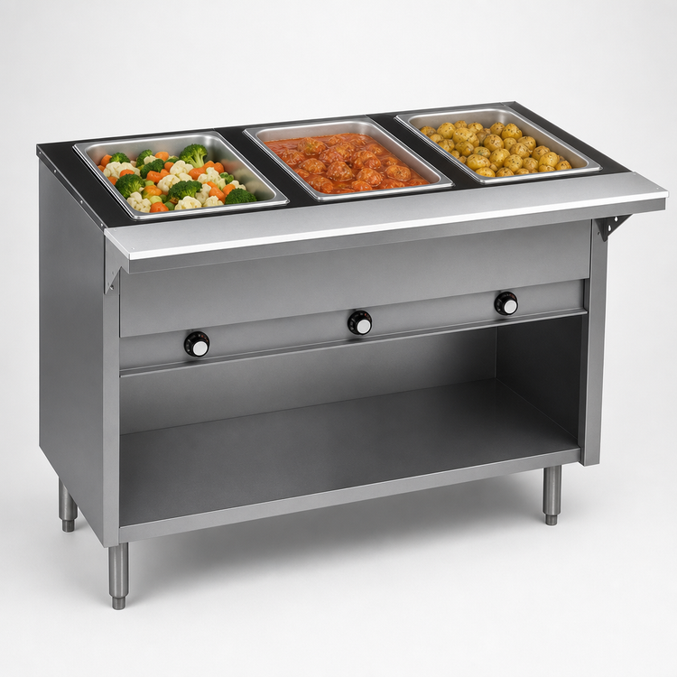 Product image #3 for Spec-Master 48-Inch Electric Hot Food Table with 3 Wet/Dry Wells, Enclosed Base, and Cutting Board