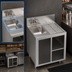 Thumbnail image #3 for Krowne Royal Series 24-Inch Stainless Steel Open Front Underbar Wet Waste Cabinet with Left Sink and Right Drainboard