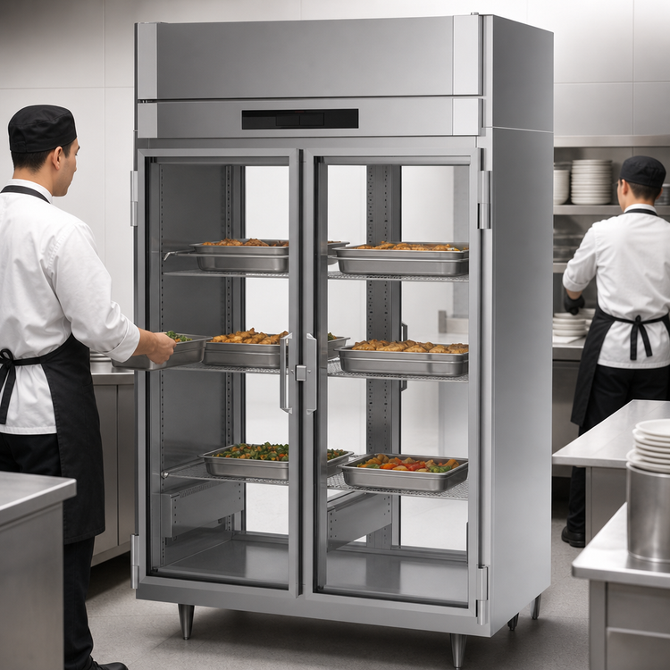 Product image #3 for Victory UltraSpec Pass-Thru Glass Door Warming Cabinet, 2-Section, 48 Cu. Ft., Standard Depth
