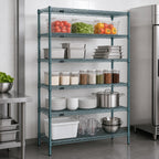 Thumbnail image #3 for Redipak Red-i-Pak 5-Tier Commercial Wire Shelving Unit, 48W x 18D x 74H, Stationary, Blue-Green Hybrid Epoxy Finish