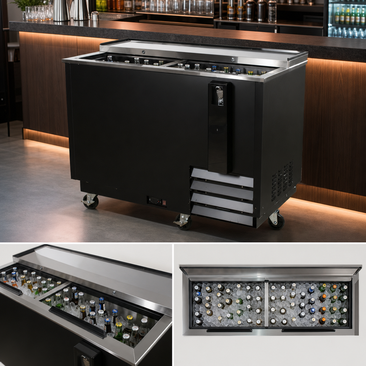 Product image #3 for BK Resources 65-Inch Horizontal Deep Well Bottle Cooler with 2 Doors and 3 Dividers