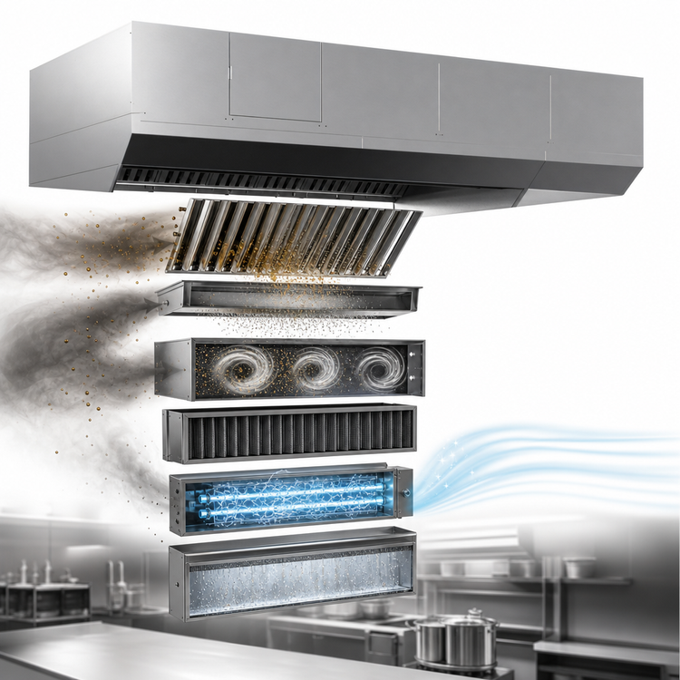 Product image #4 for Evo EVent Open Canopy Ventless Recirculating Commercial Kitchen Hood, 112" Cooking Zone