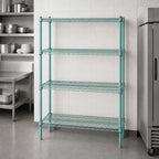 Thumbnail image #3 for Eagle Group EagleGard F2QA2-74-2436E Quad-Adjust 4-Tier Stationary Wire Shelving Starter Unit, 36W x 24D x 74H, Blue-Green Epoxy Finish
