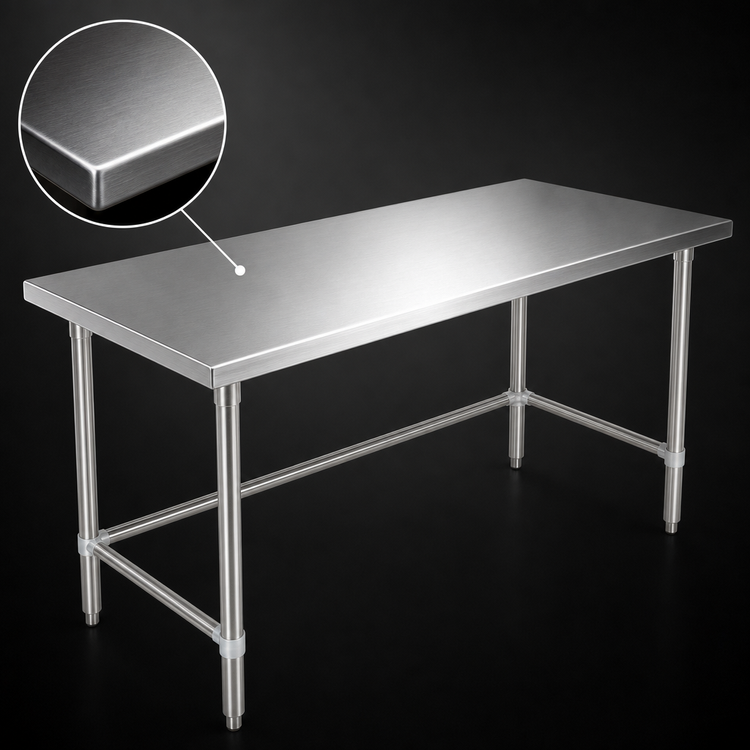 Product image #3 for John Boos Stallion 120" x 30" Stainless Steel Flat-Top Work Table with Stallion Safety Edge