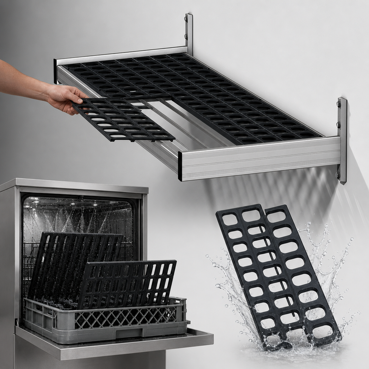Product image #3 for Fermod One-Level Vented Wall Shelving Unit, 47 Inch W x 18 Inch D, Anodized Aluminum