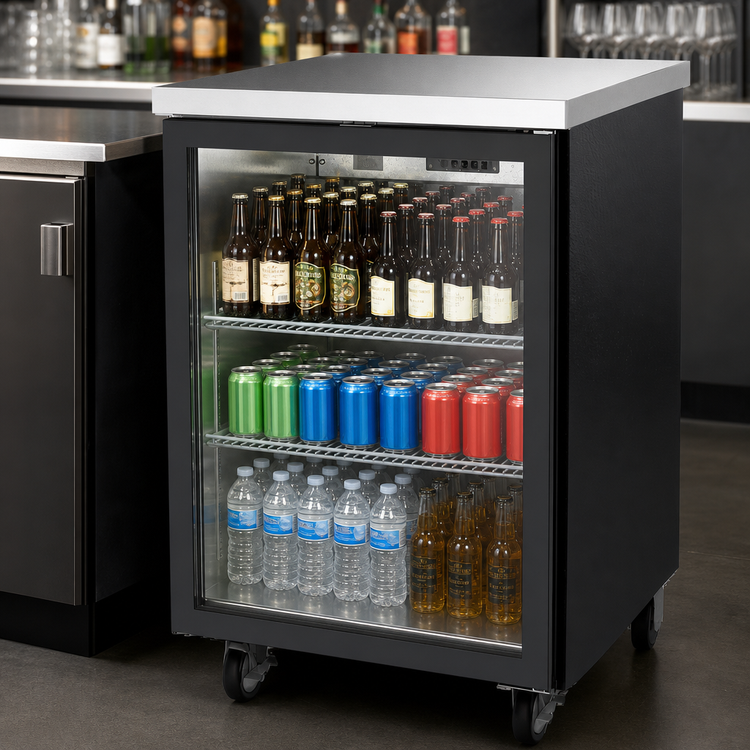 Product image #3 for Beverage-Air BB24HC-1-G-B 24-Inch One-Section Refrigerated Back Bar Storage Cabinet with Glass Door and Stainless Steel Top