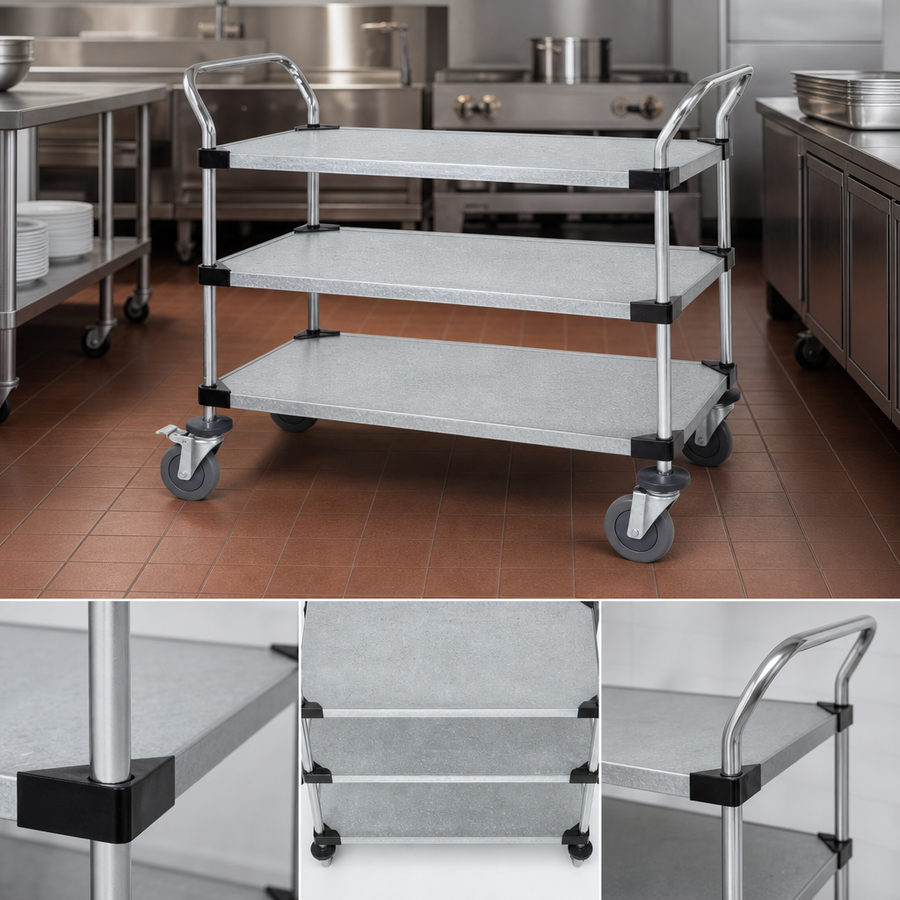 Three Galvanized Solid Shelves