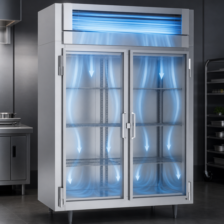 Product image #4 for Victory UltraSpec™ V-Core™ 2-Section Reach-In Glass Door Freezer, 52 Cu. Ft., Self-Contained, Standard Depth