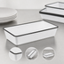 Thumbnail image #3 for American Metalcraft Endurance Rectangular Melamine Serving Bowl, 144 oz., White with Black Rim