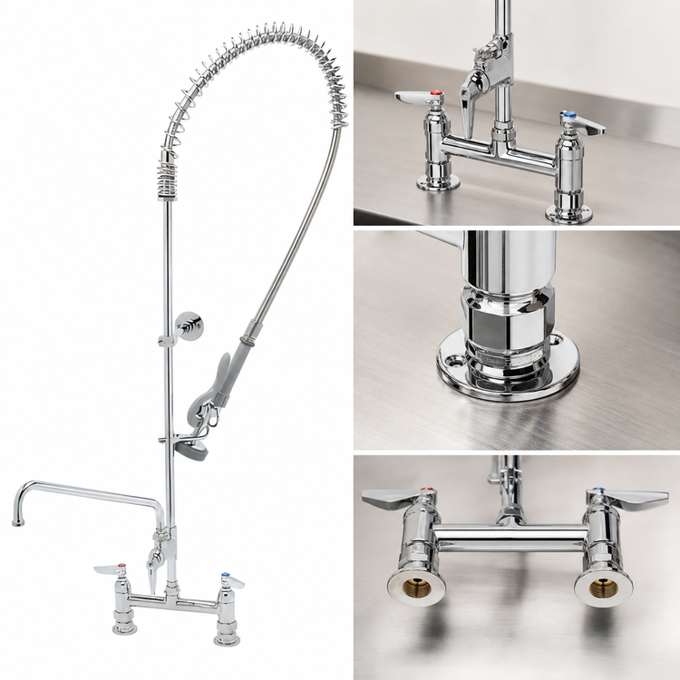 Product image #3 for EasyInstall Deck-Mount Spring Action Gooseneck Pre-Rinse Unit with Add-On Faucet