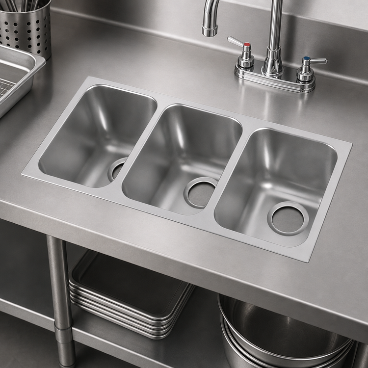 Product image #3 for Vollrath 10103-1 3-Compartment Weld-In / Undermount Sink, 20-Gauge Stainless Steel