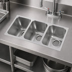 Thumbnail image #3 for Vollrath 10103-1 3-Compartment Weld-In/Undermount Stainless Steel Sink, 20-Gauge, 14"W x 10"D x 10" Deep Compartments