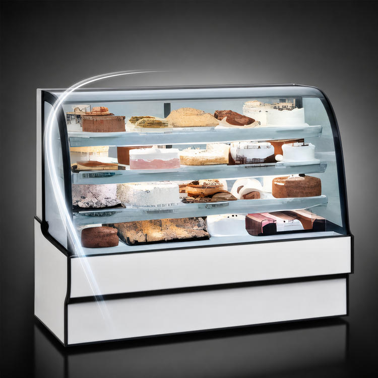 Product image #3 for Curved Glass Refrigerated Bakery Display Case, 77.13-Inch Wide x 48-Inch High, Self-Contained