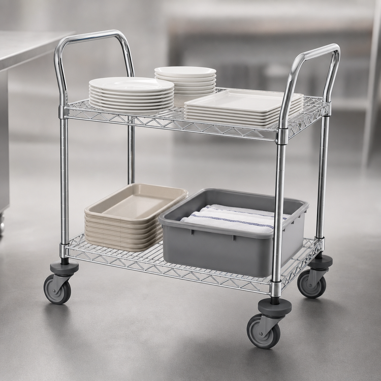 Product image #3 for Metro Super Erecta MW607 2-Shelf Chrome-Plated Utility Bus Cart