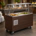 Thumbnail image #3 for 2-Series Affordable Portable Mobile Refrigerated 3-Pan Cold Food Buffet Station with Walnut Woodgrain Wrapper, Lights, Breath Guard, and Storage Base