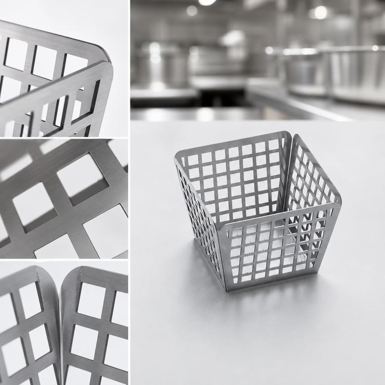 Product image #4 for American Metalcraft Laser-Cut 4-Inch Square Stainless Steel Nestable Fry Basket