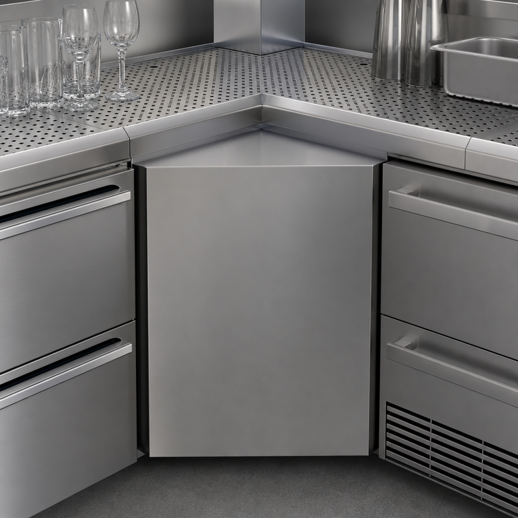 Product image #3 for Glastender Underbar Outside L-Shape Corner Drainboard, 24-Inch Deep, Stainless Steel, No Legs