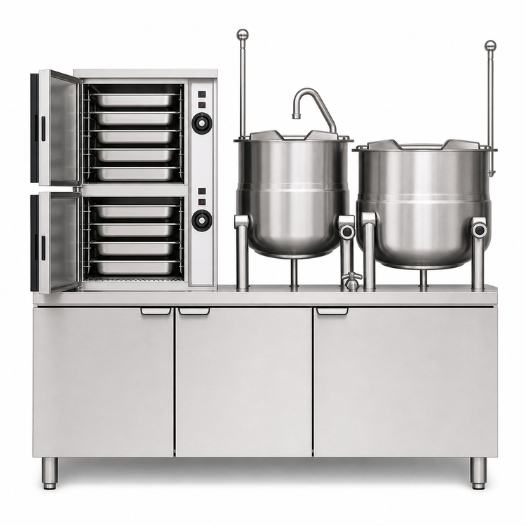 Product image #3 for Crown SCX-10-6-6 Two-Compartment Convection Steamer with Dual 6-Gallon Kettles, Floor Model