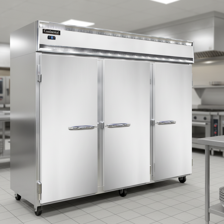 Product image #2 for Continental Refrigerator 3FESNSA Three-Section Extra-Wide Shallow Depth Reach-In Freezer