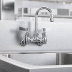 Thumbnail image #3 for Fisher 19960 Commercial Backsplash-Mount Faucet, 4-Inch Centers, 6-Inch Swivel Gooseneck Spout, 2.2 GPM, Low Lead