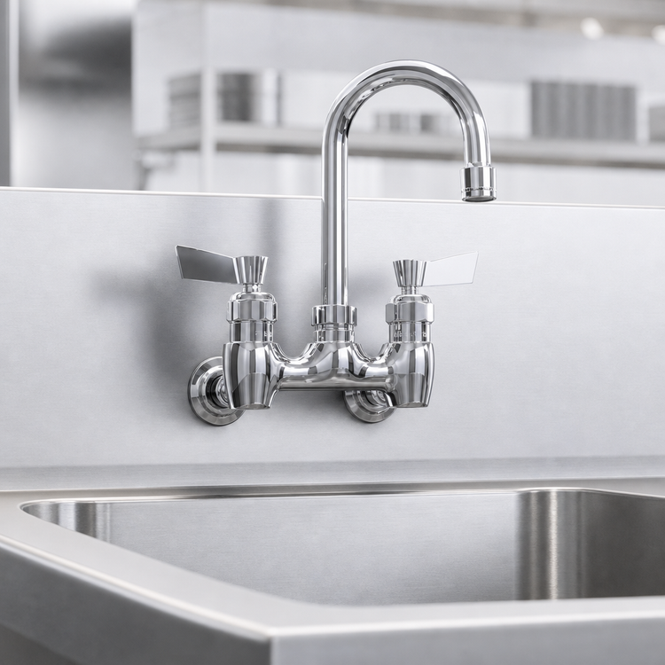 Product image #3 for Fisher Commercial Backsplash-Mount Faucet with 6-Inch Swivel Gooseneck Spout